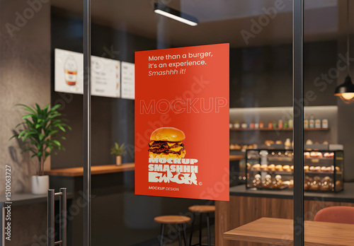 Poster Hanging Mockup with Shop Background