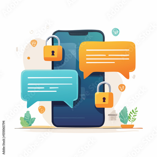 Secure Messaging App Concept Encrypted Chats and Enhanced Privacy Illustration