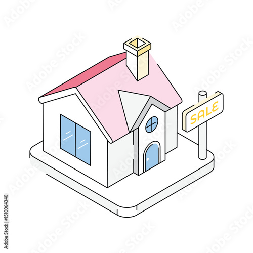 Grab this isometric style icon of home sale