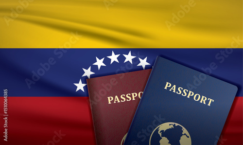Venezuela Passport with flag of Venezuela Background	
