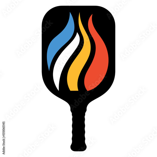 Silhouette of pickleball paddle with custom pattern, black and white sports gear