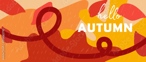 Hello autumn, banner with autumn leaves for background, greeting cards, invitations, poster.