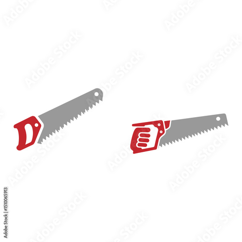 Hand saw instrument vector on a white background.  Hand saw logo icon