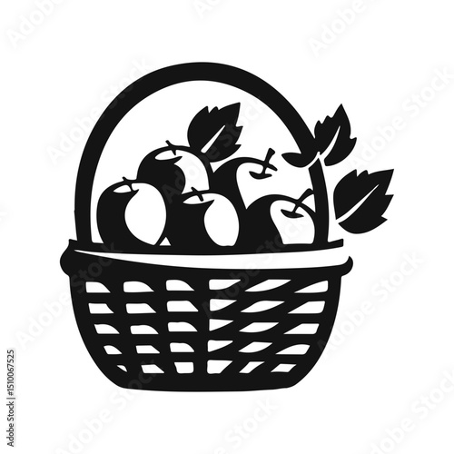 Autumnal Basket of Apples Silhouette