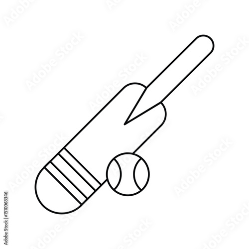 cricket bat lineal icon with white background vector stock illustration
