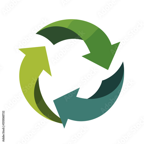 Green Recycle Symbol with Arrows in a Circular Motion Representing Environmental Sustainability and Conservation