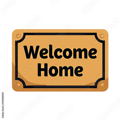Welcome Home Doormat Illustration with Brown and Black Colors, a Symbol of Hospitality and Greeting