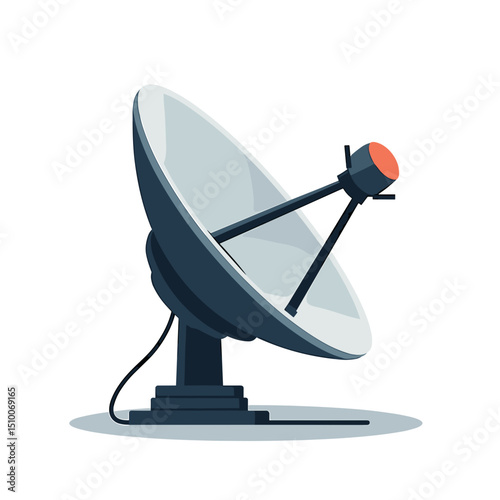 Illustration of a Satellite Dish for Communication and Broadcasting in a Vector Style