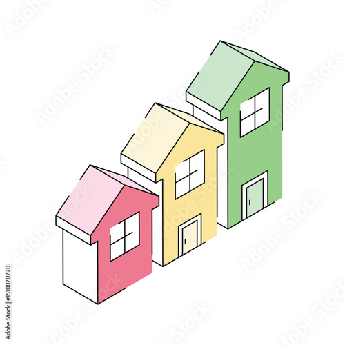 A visually engaging isometric icon of property growth