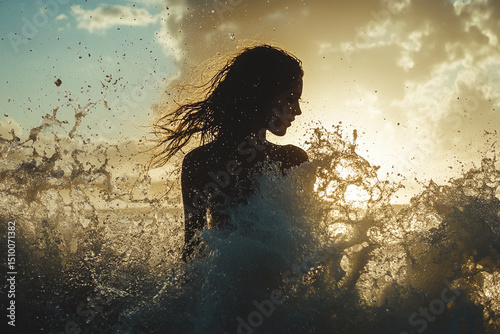 Woman standing at the shore