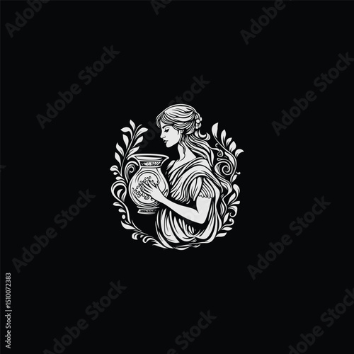 Woman pottery design vector template illustration