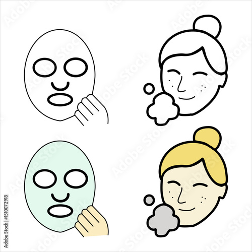 Illustration of beauty elements like woman’s face, makeup, skincare, and flowers, perfect for salon design, cosmetics, skincare, fashion, and modern beauty product branding