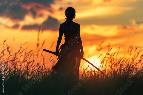 Woman standing in a grassy field