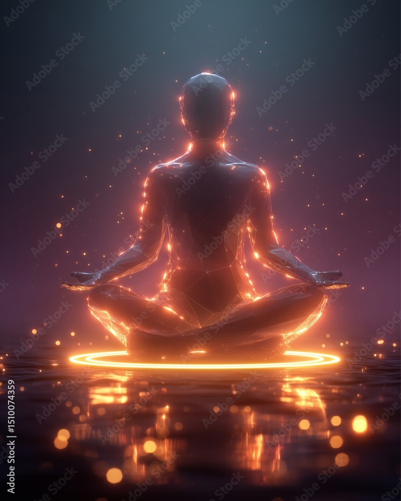Seven chakras of the human body, Glowing Human Silhouette with Neon Chakra Energy Flow on Dark Background, neon chakra flow, aura pulse, Yoga silhouette Seven chakras of the human body, Glowing Human Silhouette with Neon Chakra Energy Flow on Dark Background, neon chakra flow, aura pulse, Yoga silhouette
