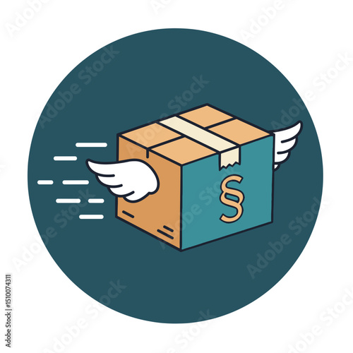 Flying Package Icon – Drone Delivery Liability Symbol
