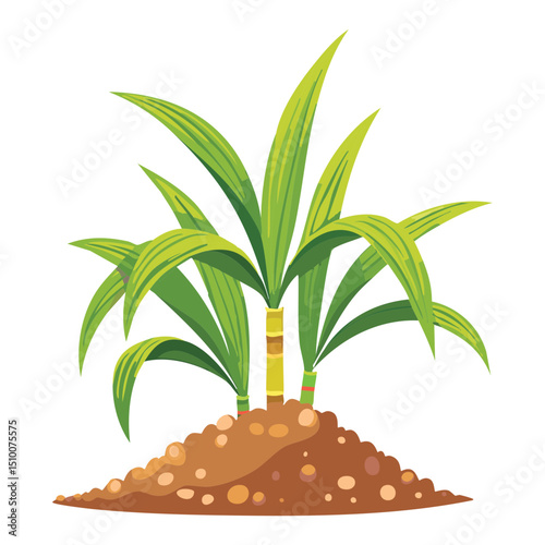 Sugarcane Plants Cultivation on Dirt