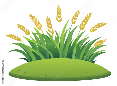 Small hay bale with wheat illustration