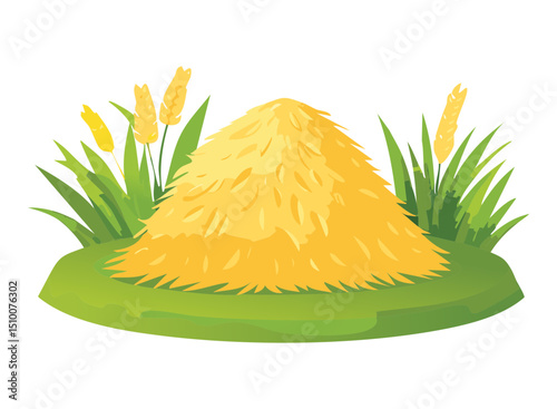 Broad hay bale with wheat illustration