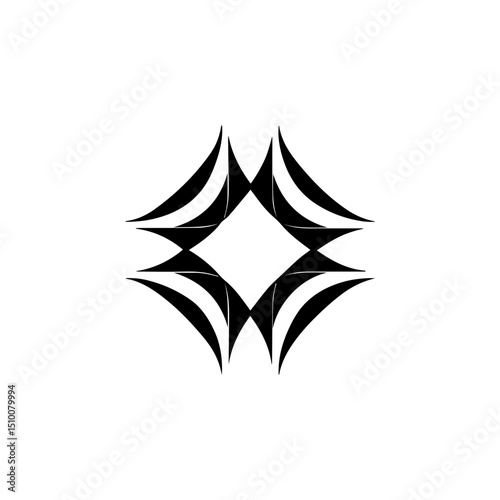 A bold black and white linear tattoo pattern featuring wide, interwoven lines with pointed ends. 