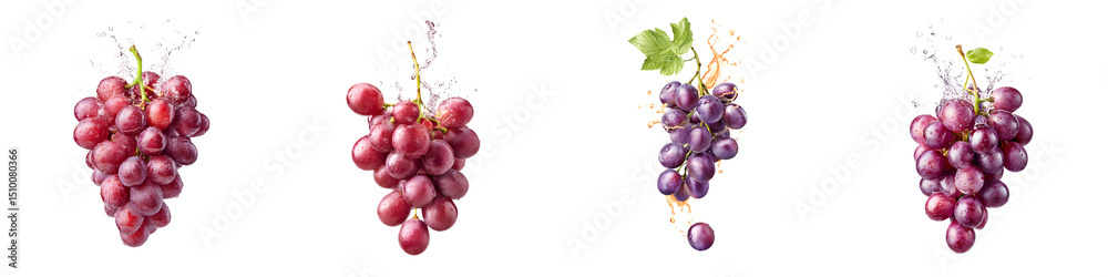 Fototapeta premium Fresh, juicy grapes in red and purple hues, showcasing a variety of succulent textures and healthy appeal, perfect for culinary displays or beverage presentations