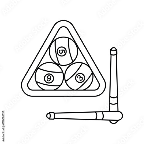 billiards lineal icon with white background vector stock illustration
