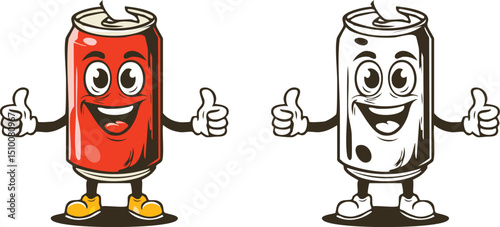 Cartoon Soda Cans Giving Thumbs Up – Fun Beverage Mascots