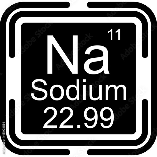 Sodium Periodic Table Black Bold Icon
