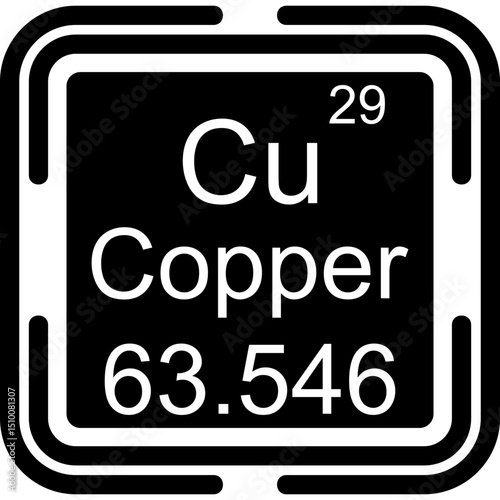 Copper Periodic Table Black Bold Icon