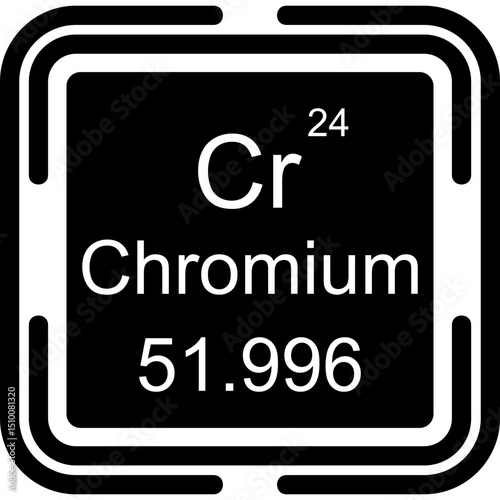 Chromium Periodic Table Black Bold Icon