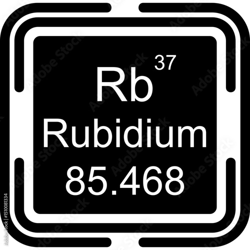 Rubidium Periodic Table Black Bold Icon