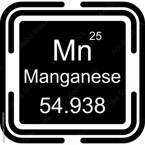Manganese Periodic Table Black Bold Icon