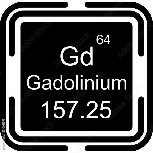 Gadolinium Periodic Table Black Bold Icon