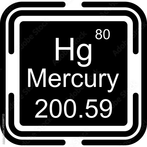 Mercury Periodic Table Black Bold Icon