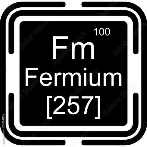 Fermium Periodic Table Black Bold Icon