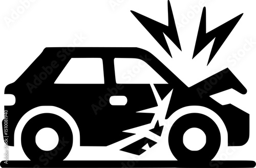 broken down car silhouette. Car broken sign, symbol, vector, art