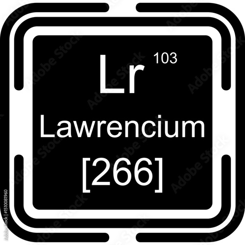 Lawrencium Periodic Table Black Bold Icon