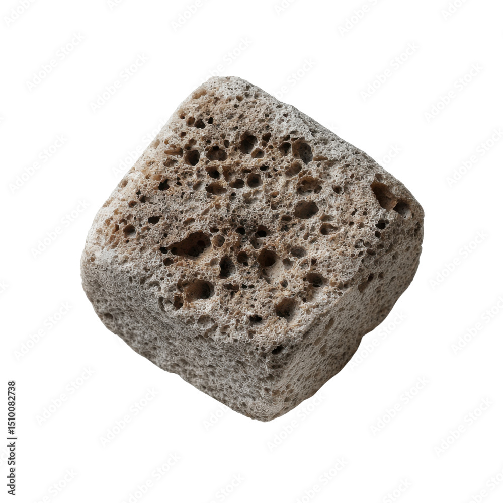 Obraz premium Pumice Stone: A close-up view showcases a unique pumice stone, characterized by its porous texture and intriguing surface details, offering a glimpse into the wonders of natural geology.