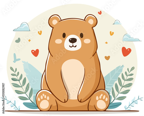 Adorable Forest Bear Illustration