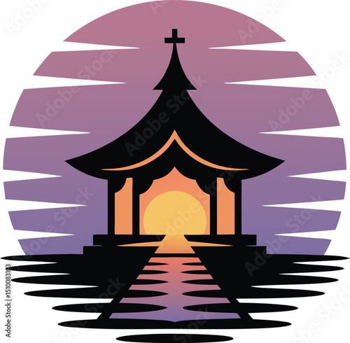 Tranquil Temple Silhouette