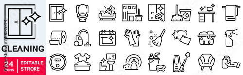 Cleaning and hygiene icon set. Cleaning service. Vacuum cleaner. housekeeping washing.