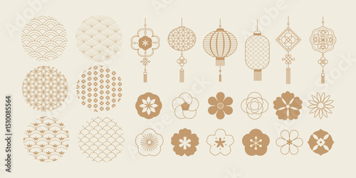 Bild auf Leinwand Luxury Oriental Asian ornament vector set