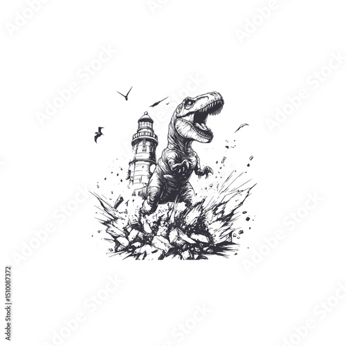 T-Rex dinosaur skeleton roars with anger design vector template illustration
