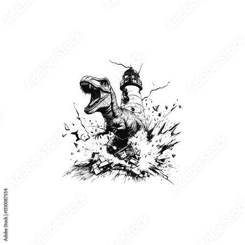 T-Rex dinosaur skeleton roars with anger design vector template illustration