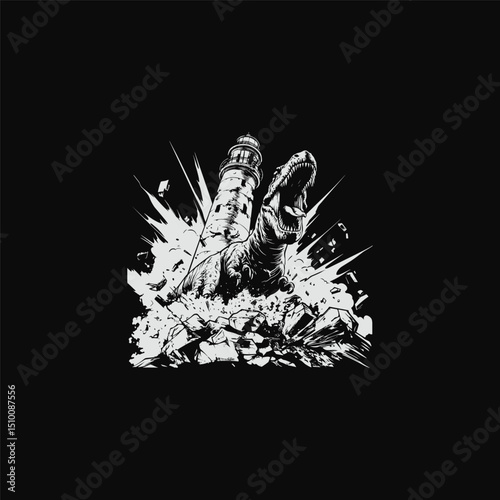 T-Rex dinosaur skeleton roars with anger design vector template illustration