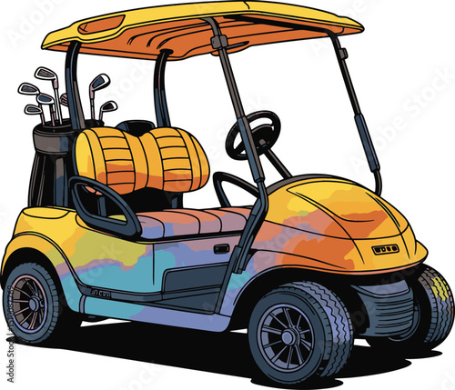 Golf Auto car water color art design illustration stock photos premium quality