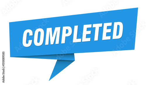 completed banner. completed speech bubble, label, sticker, sign template
