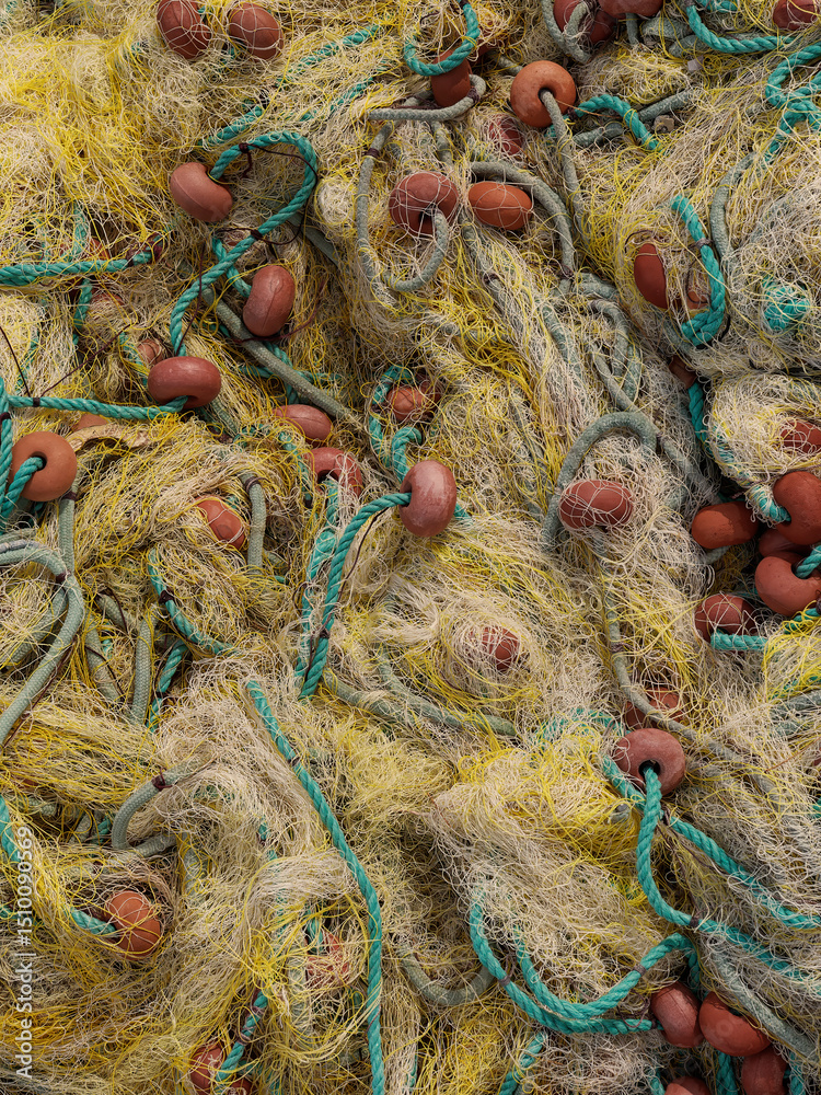 Colorful fishing nets resting in the sun of Crete Colorful fishing nets resting in the sun of Crete