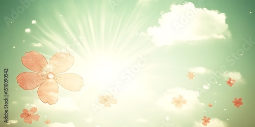 Pastel flowers in a sunlit sky