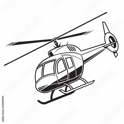 helicopter white backround & vector art