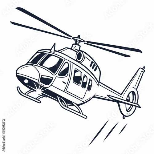 helicopter white backround & vector art